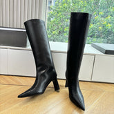 BALENCIAGA 25S HIGH BOOT IN BLACK EMBOSSED COW LEATHER