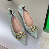 BALLET FLAT IN LIGHT BLUE SUEDE