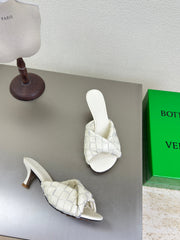 BLINK HIGH 5 CM MULE IN WHITE INTRECCIATO LEATHER