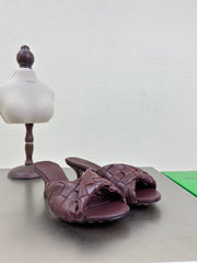 BLINK HIGH 5 CM MULE IN MAHOGANY RED INTRECCIATO LEATHER