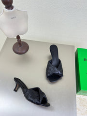 BLINK HIGH 5 CM MULE IN BLACK INTRECCIATO LEATHER