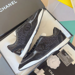 CHANEL 25S SNEAKERS 20MM IN BLACK CALFSKIN AND SUEDE
