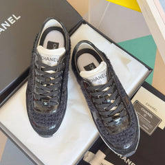 CHANEL 25S SNEAKERS 20MM IN BLACK CALFSKIN AND SUEDE
