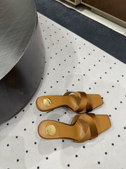 OPYUM HIGH MULES IN BROWNIE SILK