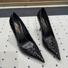 NORMA PUMPS IN BLACK CROCODILE PATTERN SHEEPSKIN