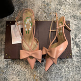 VLTN HIGH HEEL 25S 80 MM IN WARM CLAY PINK CALFSKIN WITH BOW