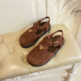 RUBBER SOLE SANDALS IN COCOA BROWN SUEDE