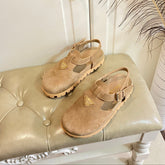 RUBBER SOLE SANDALS IN DARK BEIGE SUEDE