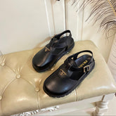 RUBBER SOLE SANDALS IN BLACK SMOOTH LAMBSKIN