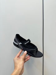 THONG SANDALS IN BLACK SUEDE MIX TECH FABRIC