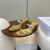 HIGH HEEL 25S SANDALS 85MM IN SHINY GOLD CALFSKIN RHINESTONES STRAP