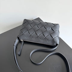 BOTTEGA VENETA 25S DIAGO 25 IN DARK OLIVE GRAY CALFSKIN SILVER HARDWARE