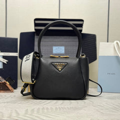 PRADA 25S SMALL BAG 23 IN BLACK CALFSKIN GOLD HARDWRE