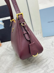PRADA 25S AIMEE MEDIUM SHOULDER BAG 31 IN BURGUNDY CALFSKIN