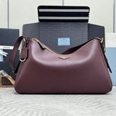 PRADA 25S AIMEE MEDIUM SHOULDER BAG 39 IN BURGUNDY CALFSKIN