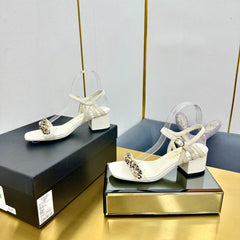 CC HIGH SANDAL 25S IN CREAM WHITE CALFSKIN