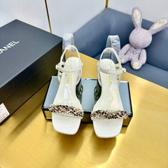 CC HIGH SANDAL 25S IN CREAM WHITE CALFSKIN