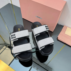 PLATFORM SANDALS IN BLACK EVA SOLE WHITE WITH BLACK POLKA DOTS