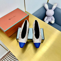 BALLET IN MULTICOLOR TWEED MIX BLUE LAMBSKIN