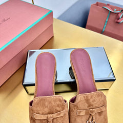 LP SANDALS 25S IN BROWN SUEDE WITH SILVER HARDWARE