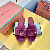 LP SANDALS 25S IN WINE PURPLE SUEDE WITH SILVER HARDWARE