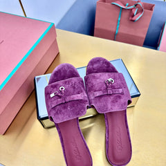LP SANDALS 25S IN WINE PURPLE SUEDE WITH SILVER HARDWARE