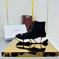 BALENCIAGA 25S SPEED 2.0 LACE-UP SNEAKERS IN BLACK KNITTED STYLE 4