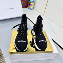 BALENCIAGA 25S SPEED 2.0 LACE-UP SNEAKERS IN BLACK KNITTED STYLE 4