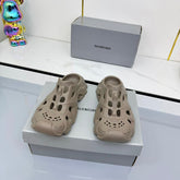 BALENCIAGA 25S POOL CROCS SLIDE IN TAUPE BROWN SYNTHETIC RUBBER