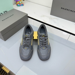 BALENCIAGA 25S SNEAKERS IN DARK GREY MIX YELLOW LEATHER