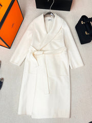 HERMES 25S LAPEL-COLLAR CASHMERE COAT 209