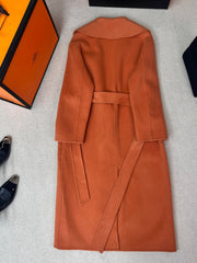 HERMES 25S LAPEL-COLLAR CASHMERE COAT 208