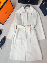 HERMES 25S LONG CASHMERE PIG-NOSE COAT 206