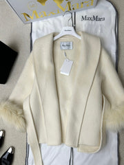 MAX MARA 25S CASHMERE COAT WITH FOX FUR TRIM 235