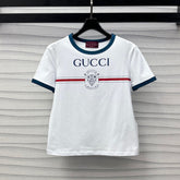 GG White Blue Cotton Jersey T-shirt With Print