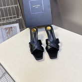 YSL 25S JILL MULES 75MM IN BLACK SMOOTH CALFSKIN