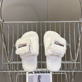 BALENCIAGA 25S SLIPPERS IN WHITE FAUX SHEARLING