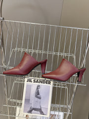 YSL 25S HIGH-HEEL SANDALS 75 MM IN DARK RED LAMBSKIN