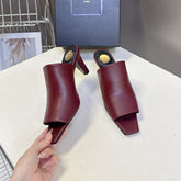 YSL 25S HIGH-HEEL SANDALS 75 MM IN DARK RED LAMBSKIN