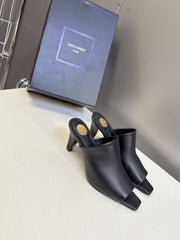 YSL 25S HIGH-HEEL SANDALS 75 MM IN BLACK LAMBSKIN