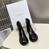 DIOR 25S D-MAJOR ANKLE BOOTS IN BLACK LAMBSKIN WITH GOLD HARDWARE
