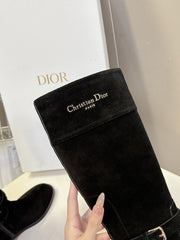 DIOR 25S BLACK HIGH BOOTS IN BLACK SUEDE