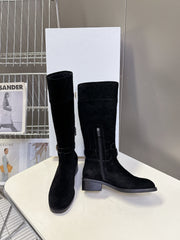 DIOR 25S BLACK HIGH BOOTS IN BLACK SUEDE