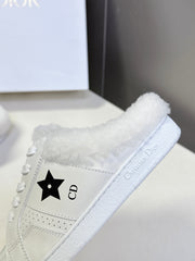 DIOR 25S DIOR STAR SNEAKERS IN WHITE LAMBSKIN AND WOOL