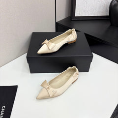 CC BALLET FLATS 25S IN LIGHT BEIGE SATIN WITH BOW