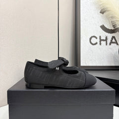 CC BALLET FLATS 25S IN BLACK FABRIC WITH BOW