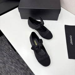 CC BALLET FLATS 25S IN BLACK FABRIC WITH BOW