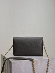 YSL 25S CALYPSO MINI 19 IN CHARCOAL GRAY LAMBSKIN GOLD HARDWRE