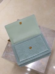 YSL 25S SUNSET MEDIUM 22 IN LIGHT BLUE CROCODILE-EMBOSSED CALFSKIN GOLD HARDWRE