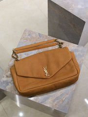 YSL 25S CALYPSO GM 38 IN BURNT ORANGE GRAINED CALFSKIN GOLD HARDWARE